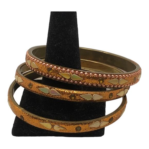 Three Bronze Bohemian Trendy Intricate Decorative Patterns Style Bracelets - Picture 5 of 6